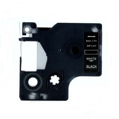 Съвместима лента с Dymo 40921, 9mm x 7m, бял печат / черен фон