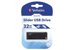 Verbatim 98697 Slider, USB флаш памет, USB A 2.0, 32GB, с изваждащ се конектор, черно