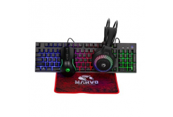 Marvo LOOT 40, sada klávesnice s herní myší, podložkou a sluchátky, CZ/SK, drátová (USB), černá, podsvícená